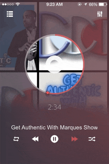 a phone screen that says get authentic with marques show at 2:34