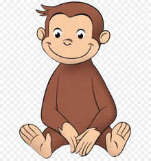 a cartoon monkey is sitting down and smiling on a transparent background