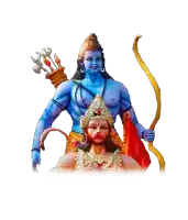 a painting of ram and hanuman holding a bow and arrow