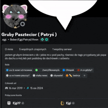 a screenshot of gruby pasztecior 's profile page