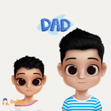 a girl and a boy are standing next to each other with the word dad above them