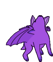 a drawing of a purple bat with a white background