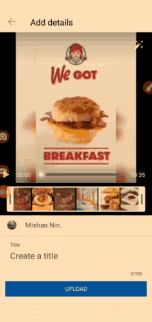 a screenshot of a wendy 's breakfast advertisement