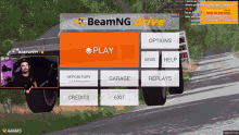 a beamng drive game is being played on a computer screen