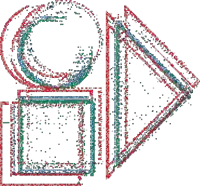 a circle a square and a triangle are surrounded by dots