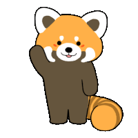 a cartoon illustration of a red panda waving its paw