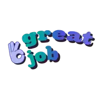 a sticker that says great job with a hand