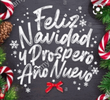 a chalkboard with the words feliz navidad and prospero ano nuevo