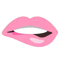 a close up of a woman 's pink lips with a white tooth