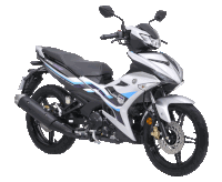 a white and black yamaha motorcycle with a black exhaust pipe