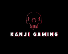 a kanji gaming logo with a skull in the middle