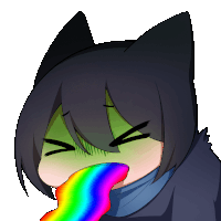 a cartoon character with a rainbow tongue sticking out