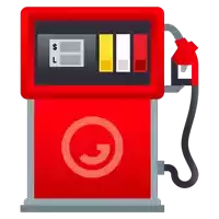 a red gas pump with a g on the side of it