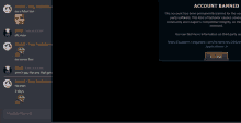 a screenshot of a discord chat with a message that says account banned
