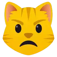 a yellow cat with an angry face on it