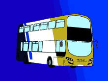 a double decker bus with a blue background