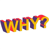 the word why is written in purple and yellow letters