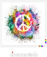 a peace sign is surrounded by a rainbow colored circle