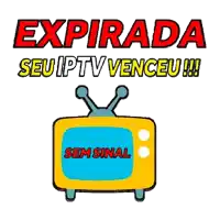 a cartoon drawing of a tv with the words expirada seu iptv venceu sem sinal