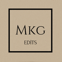 a logo for mkg edits is shown on a beige background