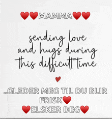 a poster that says mamma sending love and hugs during this difficulttime