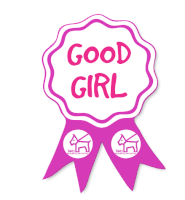 a ribbon that says good girl on it