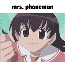 a picture of a girl with the words mrs phoneman above her