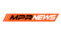 an orange and black logo for mprnews