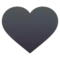 a black heart on a white background with a shadow