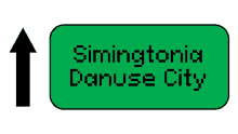 a green sign that says simingtonia danuse city on it