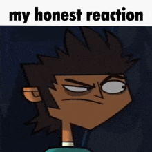 a picture of a cartoon character with the words my honest reaction