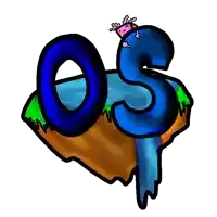 a cartoon drawing of the letter os with an axolotl on top