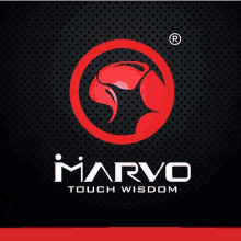 a logo for marvo touch wisdom with a red circle in the middle