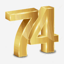 gold number 74 on a white background with a shadow