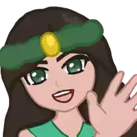 a cartoon drawing of a woman with green eyes and a green headband