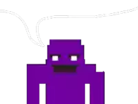 a pixel art drawing of a purple monster with a black face and arms .