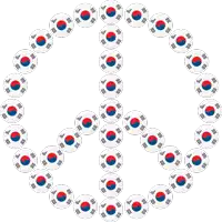 a peace sign made up of korean flags