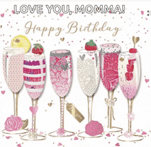 a birthday card that says love you momma and happy birthday