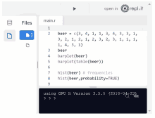 a screenshot of a program that says using gnu r version 3.5.0
