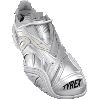 a pair of white shoes with the word tyrex on the side