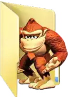 donkey kong is peeking out from behind a folder