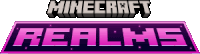 a logo for minecraft realms with purple and black text