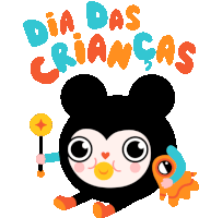 a cartoon character with dia das crianças written on the bottom