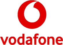 a vodafone logo with a red circle in the middle