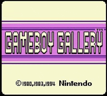 the gameboy gallery logo is purple and yellow and says `` gameboy gallery '' .