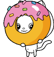 a cartoon cat with a donut on its head