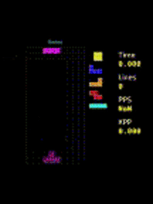 a game of tetris is being played on a black screen