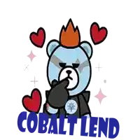 a cartoon of a teddy bear with hearts and the word cobalt lend