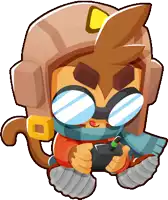 a cartoon monkey with glasses and a scarf is holding a controller