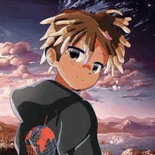 a cartoon boy with dreadlocks is wearing a black hoodie and looking at the camera .